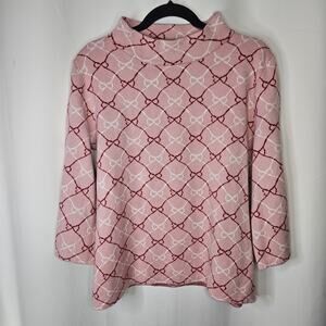Shop The Mint Just A Feeling Pink Bow Print Mock Neck Sweater Large